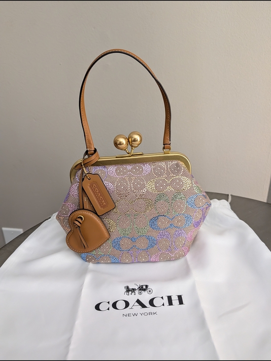 Coach Handbags - Coach Kisslock Frame Bag 16 in Crystal Signature Jacquard